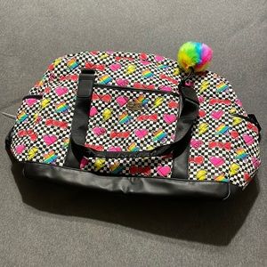 Betsy Johnson quilted duffel bag. Appx 24x14x10 inches